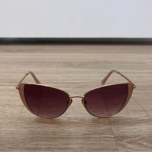 Anthropologie ett:twa Gold Frame Cat-Eye Sunglasses with Pink Lenses